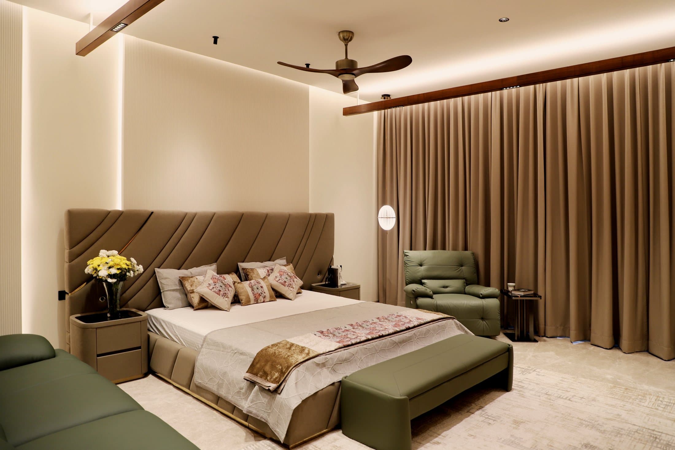 A guest bedroom, evening