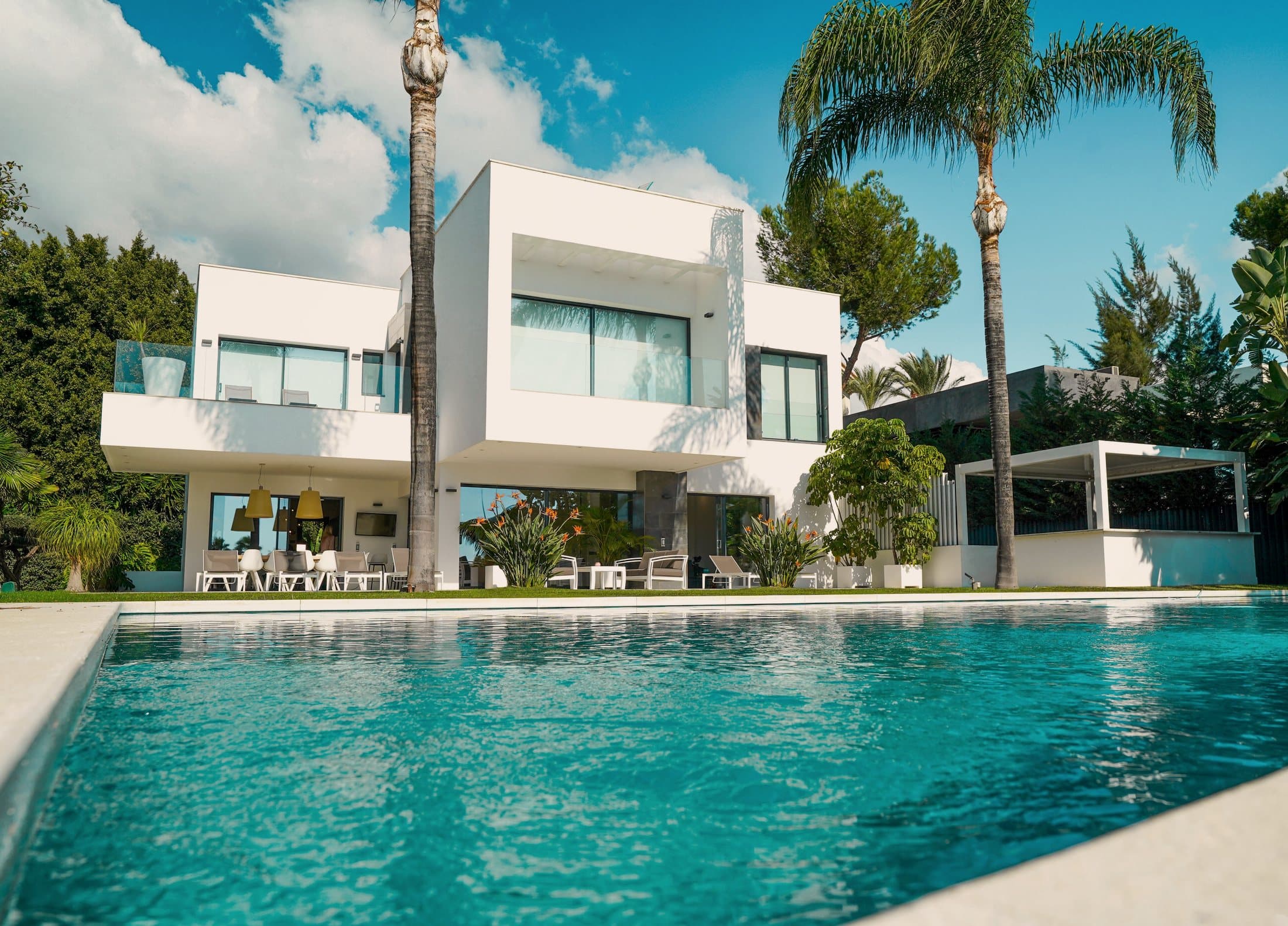 The pool terrace at noon